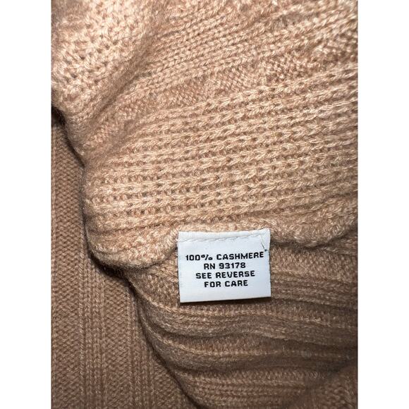 The Cashmere Project Tan women cable knit crewneck sweater sz medium asymmetric - Picture 7 of 7